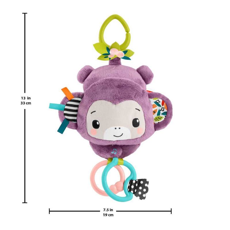 Juguete Colgable para Carruaje Mono Musical Purple Monkey con Sonidos Sensoriales