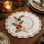 Centro de Mesa Navideño Bordado con Muérdago 30 cm