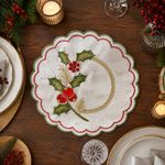 Centro de Mesa Navideño Bordado con Muérdago 30 cm