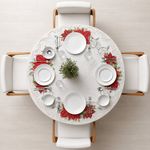 Mantel Redondo Navideño Bordado con Pascuas 85 cm