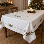 Mantel Navideño Bordado con Muérdago 180 x 270 cm