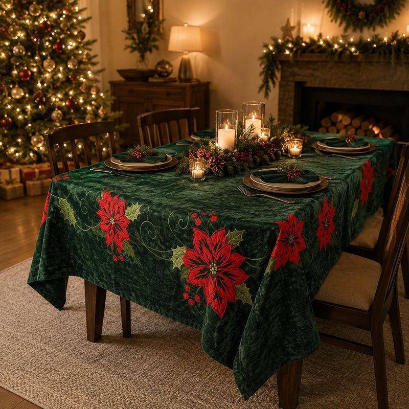Mantel Navideño Pascuas Verde 150 x 220 cm