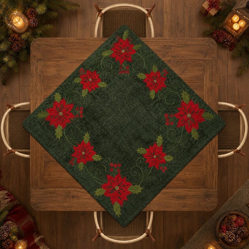 Mantel Navideño Cuadrado Pascuas Verde 85 x 85 cm