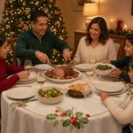 Mantel Redondo Navideño Bordado con Muérdago 85 cm