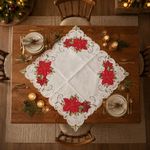 Mantel Cuadrado Navideño con Bordado de Pascuas 85 x 85 cm