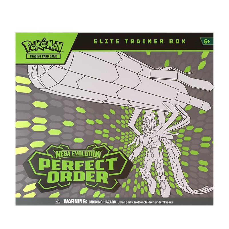 Kit ETB de Pokémon TCG Mega Evolution Perfect Order con 11 Sobres y Carta Promocional en Inglés