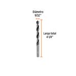 Broca para Madera de 9/32 Plg con Punta Centradora y Zanco Redondo