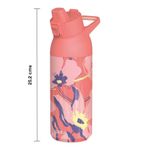 Botella Térmica de Acero Inoxidable de 700 mL con Boquilla Abatible Estampado Floral Coral
