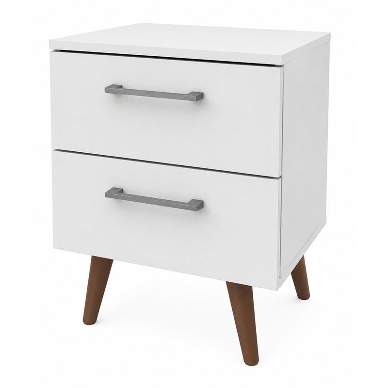 Mesa de Noche Moderna Blanca con 2 Gavetas para Dormitorio