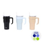 Termo de Acero Inoxidable 600 ml con Pajilla y Asa Colores Surtidos