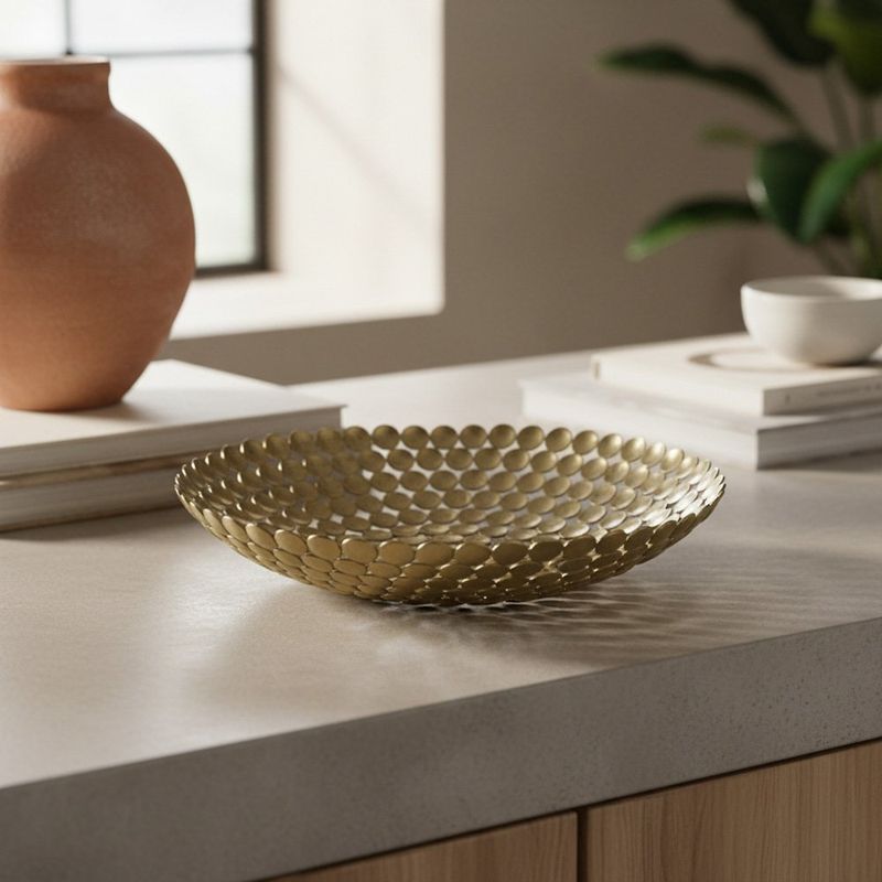 Centro de Mesa Moderno 31 cm de Metal Color Dorado