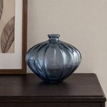 Jarrón Decorativo Diseño Poligonal Color Azul Traslúcido