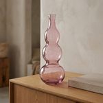 Jarrón Decorativo Diseño Círculos Color Rosado Traslúcido