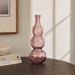 Jarrón Decorativo Diseño Círculos Color Rosado Traslúcido