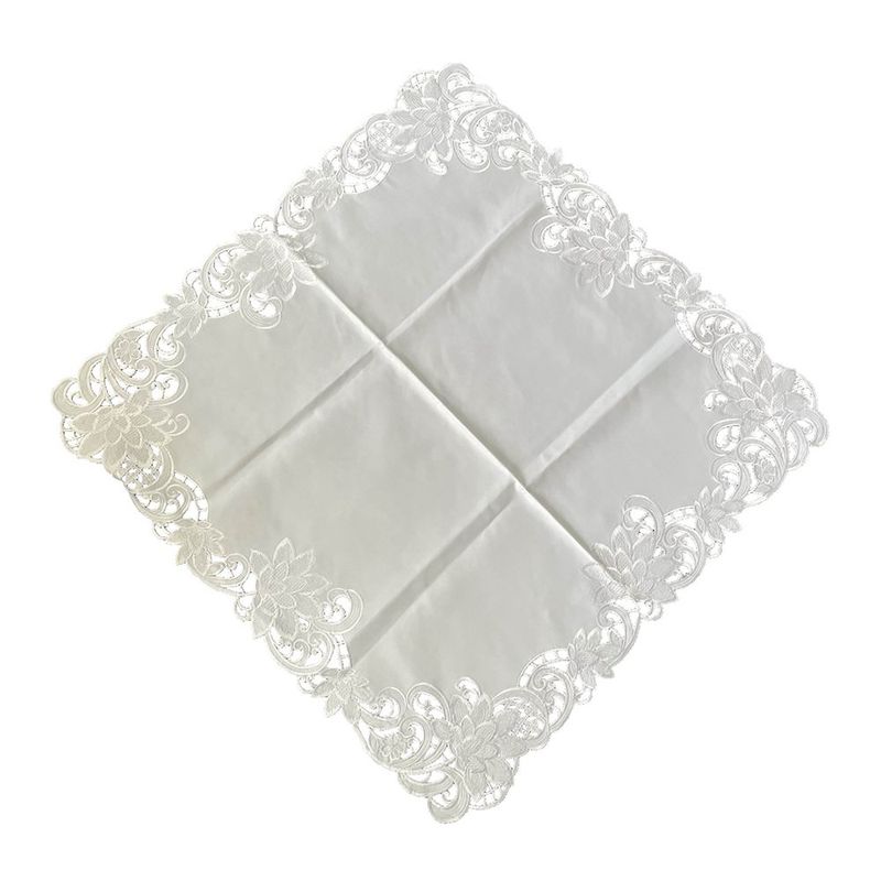 Mantel Cuadrado Bordado Decorativo 85 x 85 cm Color Blanco