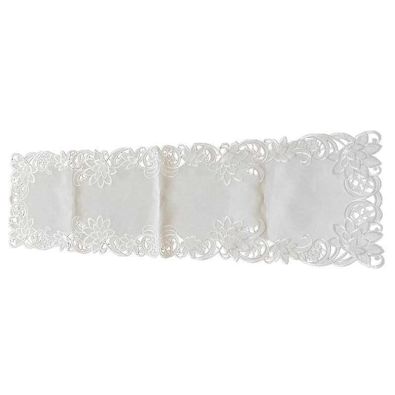 Camino de Mesa Bordado Decorativo 40 x 135 cm Color Blanco