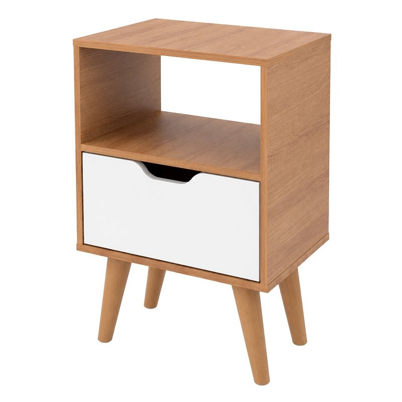 Mesa de Noche Milly con 1 Gaveta Almendra/Blanco