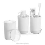 Set de Baño con Bandeja Organizadora 4 Piezas Color Blanco