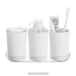 Set de Baño con Bandeja Organizadora 4 Piezas Color Blanco