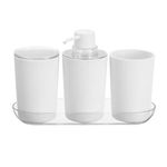Set de Baño con Bandeja Organizadora 4 Piezas Color Blanco