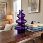 Jarrón Decorativo Diseño Aros Color Morado Traslúcido