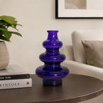 Jarrón Decorativo Diseño Aros Color Morado Traslúcido