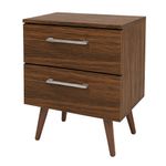 Mesa de Noche Moderna de Madera con 2 Gavetas para Dormitorio