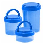 Set de 3 Contenedores Aviv con Tapadera Abatible de 68 43 y 24 oz Color Azul