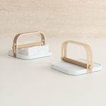 Porta Servilletas Bellwood 20 cm Color Blanco y Natural