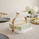 Porta Servilletas Bellwood 20 cm Color Blanco y Natural