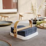 Porta Servilletas Bellwood 20 cm Color Blanco y Natural