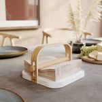 Porta Servilletas Bellwood 20 cm Color Blanco y Natural