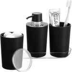Set de Baño con Bandeja Organizadora 4 Piezas Color Negro