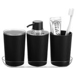 Set de Baño con Bandeja Organizadora 4 Piezas Color Negro