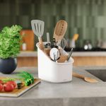 Porta Utensilios Bellwood 21 cm Color Blanco y Natural