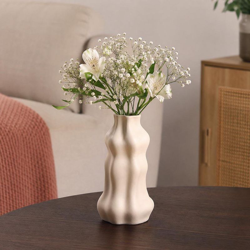 Florero Decorativo Diseño Curvas 21 cm Color Blanco