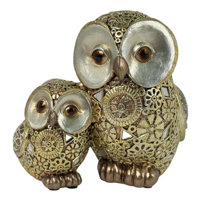 Búhos Decorativos con Efecto Mosaico Color Dorado