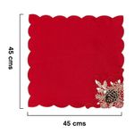 Servilleta Navideña de Tela con Diseño de Piñas 45 x 45 cm Roja