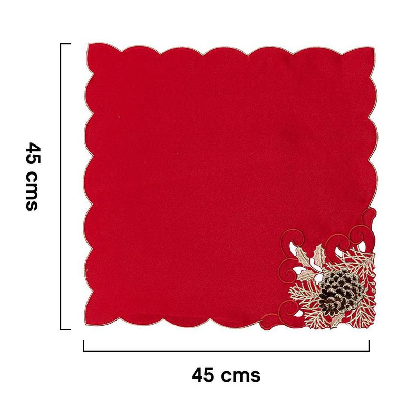 Servilleta Navideña de Tela con Diseño de Piñas 45 x 45 cm Roja