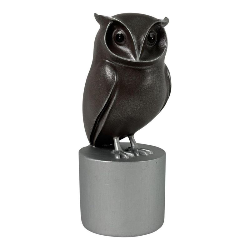Búho Decorativo de 20 cm Color Negro y Plateado