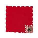 Servilleta Navideña de Tela con Diseño de Piñas 45 x 45 cm Roja