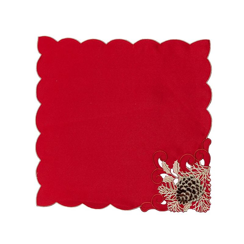 Servilleta Navideña de Tela con Diseño de Piñas 45 x 45 cm Roja