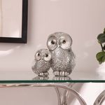 Búhos Decorativos con Efecto Mosaico Color Plateado