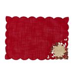 Individual Navideño Rectangular de Tela con Diseño de Flor de Pascua 33 x 48 cm Rojo
