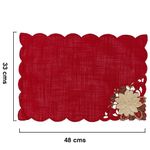 Individual Navideño Rectangular de Tela con Diseño de Flor de Pascua 33 x 48 cm Rojo