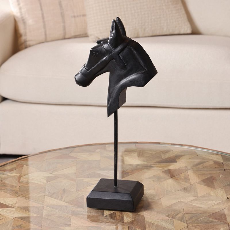 Caballo Decorativo con Base de 47 cm Color Negro