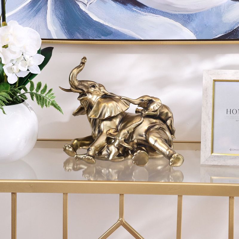 Elefantes Decorativos Acostados de 30 cm Color Dorado