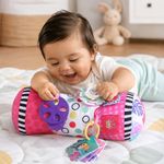 Almohada Rodillo para Tummy Time con Accesorios Sensoriales Color Rosado