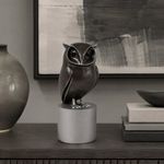 Búho Decorativo Grande de 24 cm Color Negro y Plateado