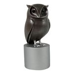 Búho Decorativo Grande de 24 cm Color Negro y Plateado